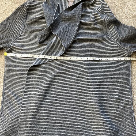 Chico’s Plaited Ribbed Drape Open Front Cardigan Size 2 Womens Size L Cozy Warm - Picture 10 of 11